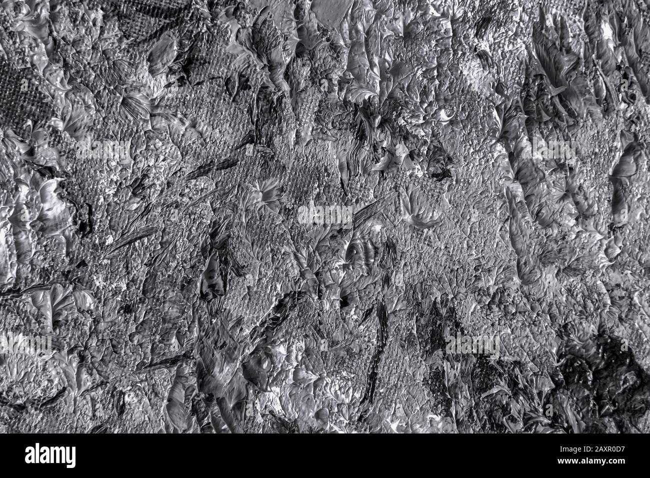 Grey spots and smears of oil painting on wall, texture in monochrome colors  close-up, dark shades, grunge design, for background Stock Photo - Alamy