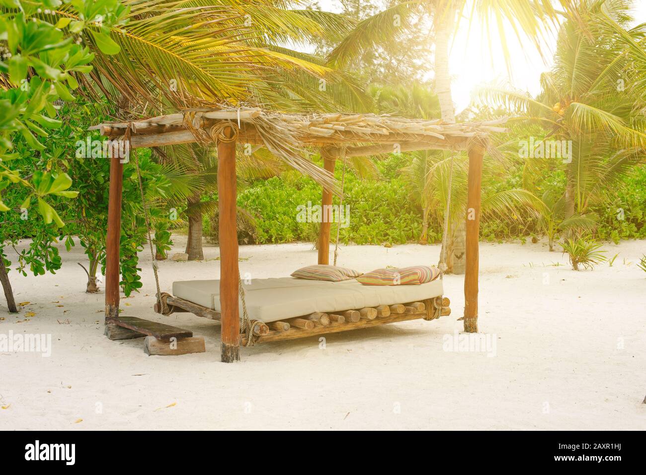relax bed on the beach Stock Photo Alamy