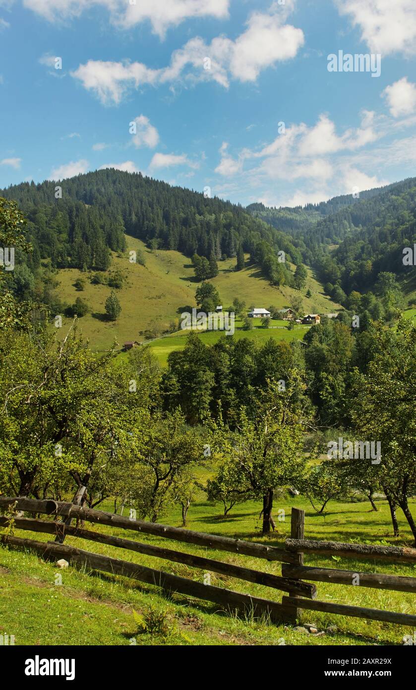 beautiful view of the village Dzembronya Stock Photo