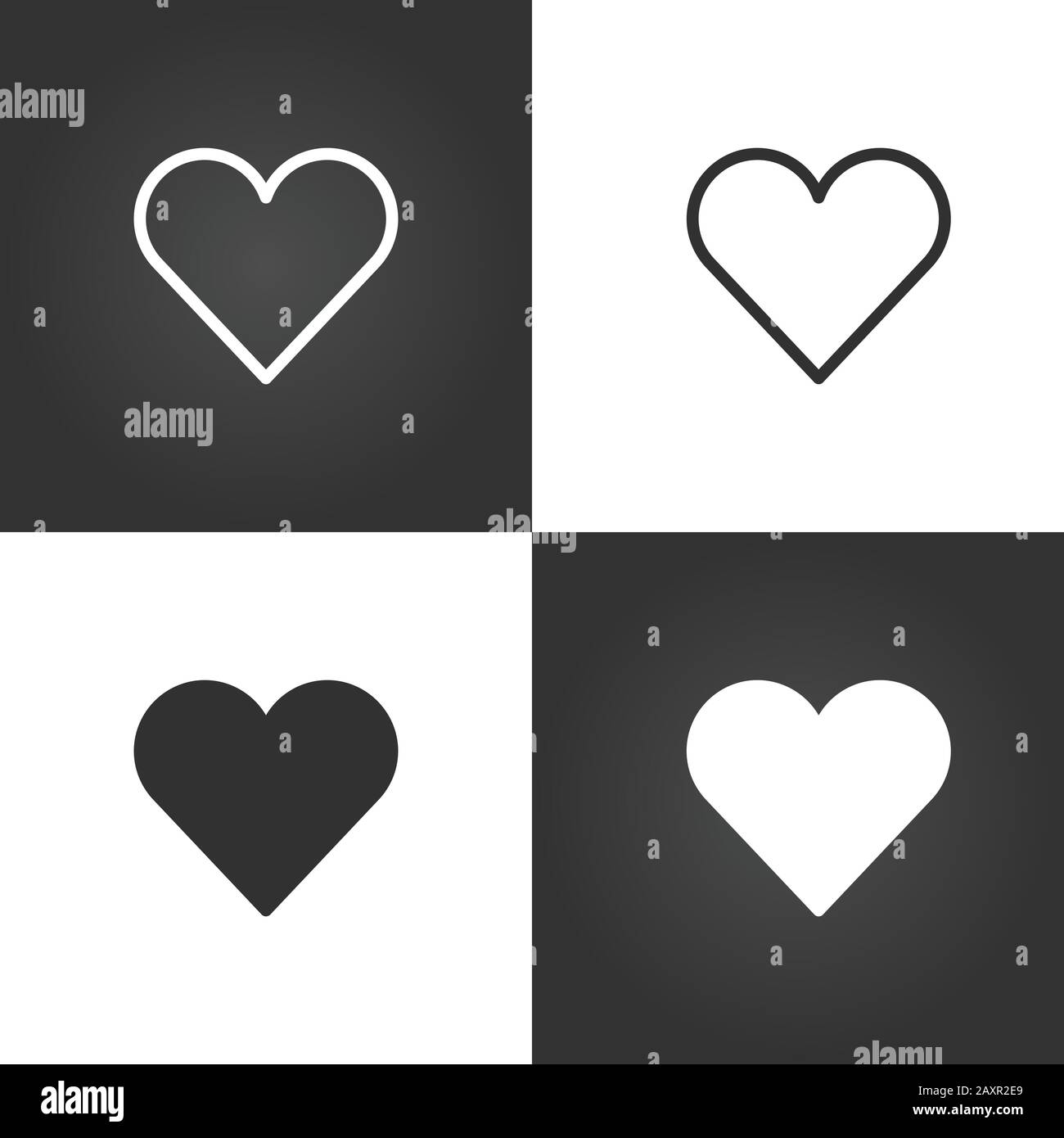 Favorites, heart set of isolated minimal flat linear icons. Line vector ...