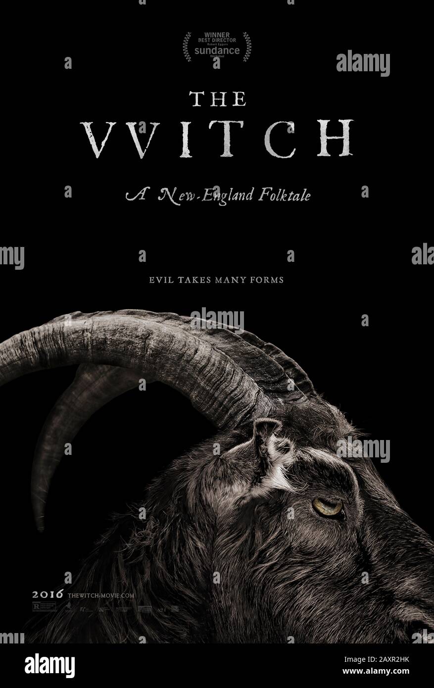 The VVitch: A New-England Folktale (2015) directed by Robert Eggers and starring Anya Taylor-Joy, Ralph Ineson, Kate Dickie and Harvey Scrimshaw. Supernatural horror set in New England in 1630 where a Christian family is forced to confront true evil. Stock Photo