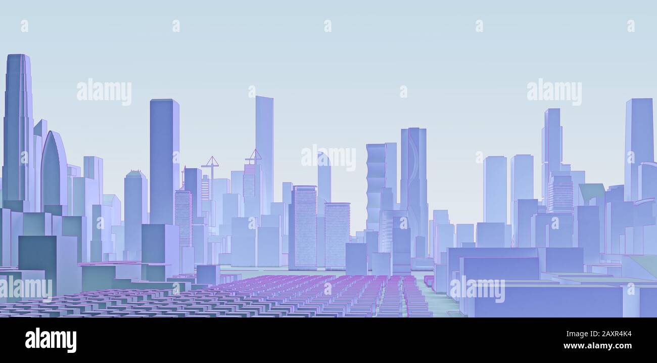 blue low poly cityscape. 3d rendering Stock Photo - Alamy