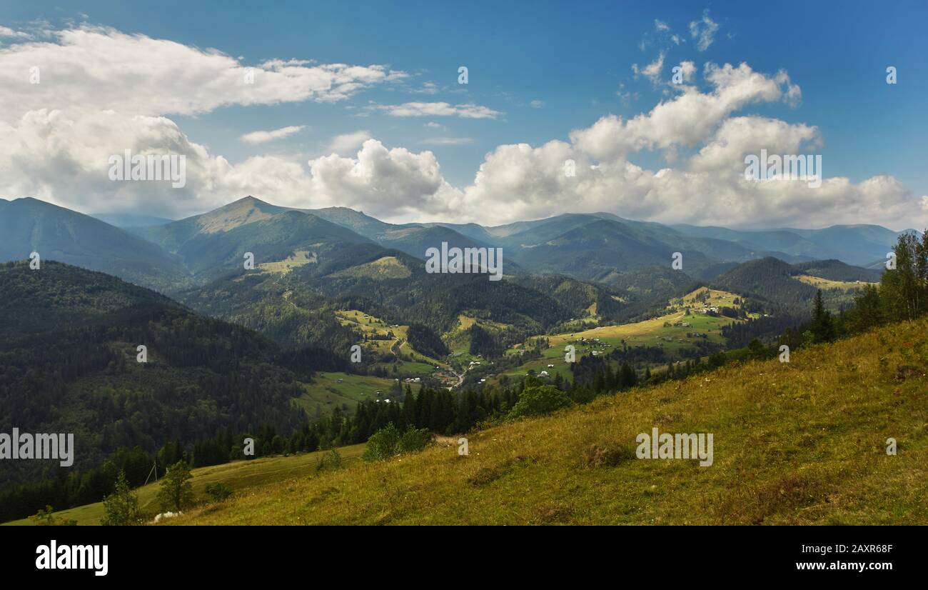 Ukrainian Carpathians near the village Dzembronya Stock Photo