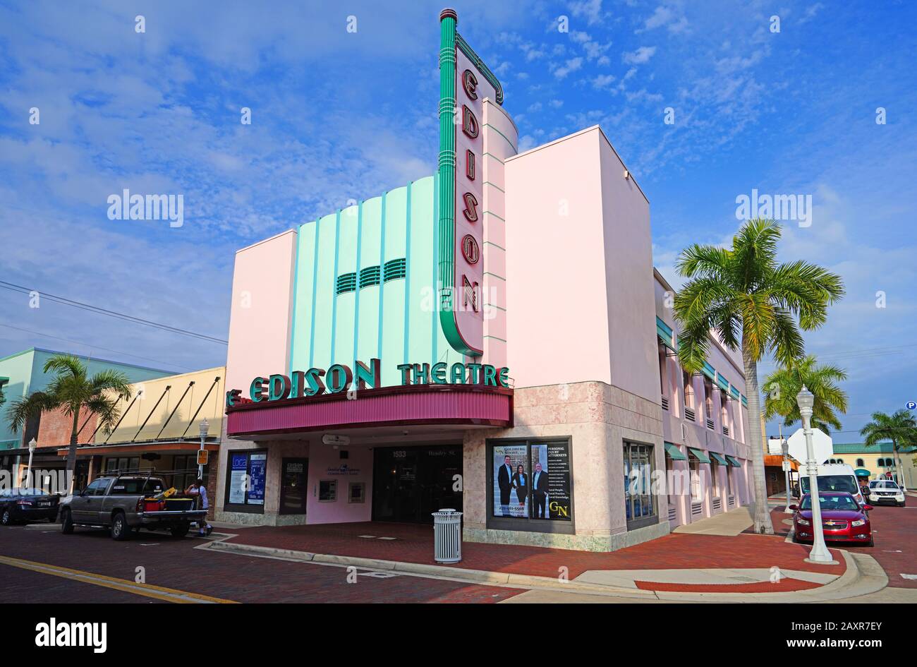 FORT MYERS, FL 30 JAN 2020 View of the Edison Theatre, a historic Art