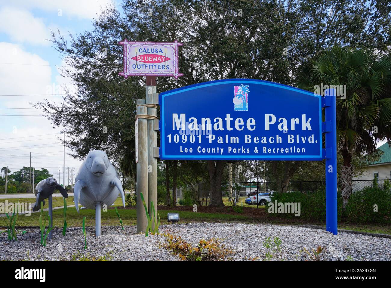 FORT MYERS, FL -30 JAN 2020- View of the Manatee Park in Lee County,  Florida, next to the Florida Power and Light power plant Stock Photo - Alamy