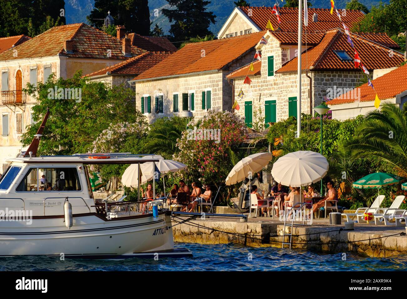 Rose village, Lustica peninsula, Luötica, at Herceg Novi, Bay of Kotor, Montenegro Stock Photo