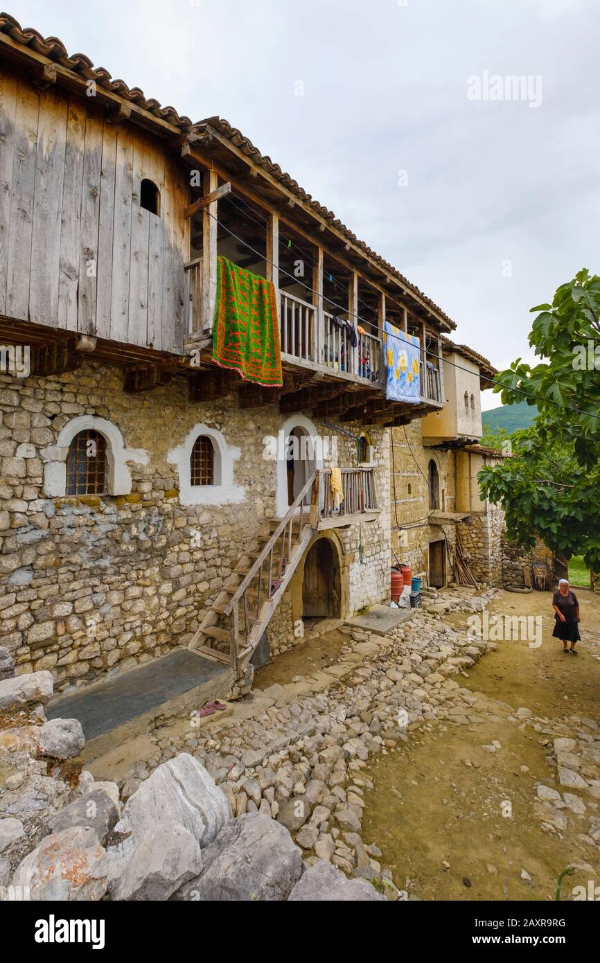 traditional farmhouse, Klos in the Mat Valley, Qark Dibra, Albania Stock Photo