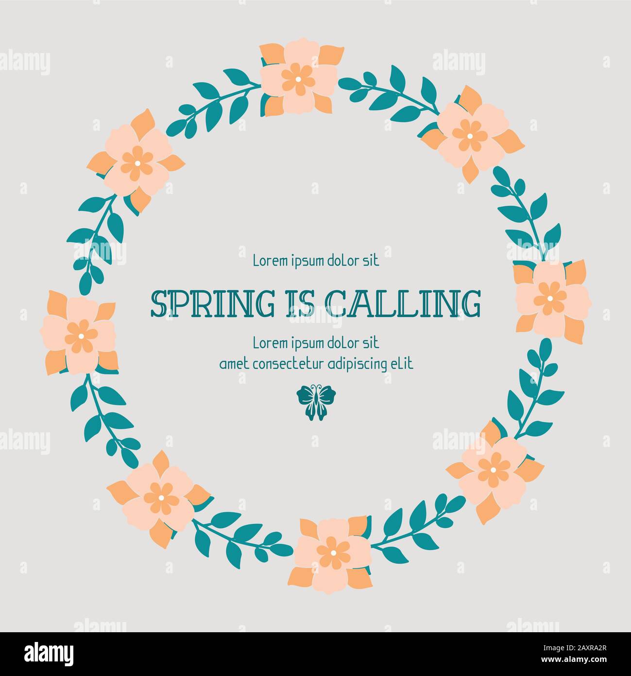 spring greeting card design, with leaf and floral vintage frame. Vector ...