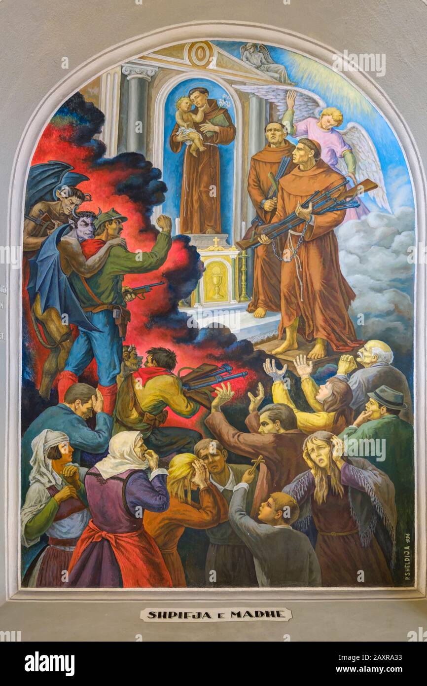 Paintings The Great Slander, Franciscan Church, Kisha Françeskane, Shkodra, Shkodër, Qark Shkodra, Albania Stock Photo