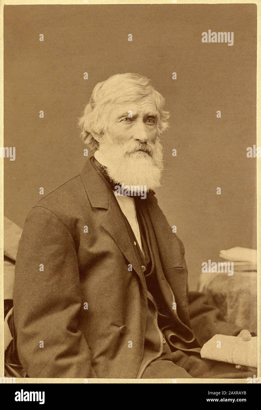 1869 , NEW YORK, USA : The american painter Asher Brown DURAND ( 1796 - 1886 ) . Photo by Abraham Bogardus  ( 1822 – 1908), New York . - ARTS - ARTI VISIVE - ARTE  - PORTRAIT - RITRATTO - HISTORY - FOTO STORICHE -  uomo vecchio - anziano - older man -  beard - barba --- Archivio GBB Stock Photo