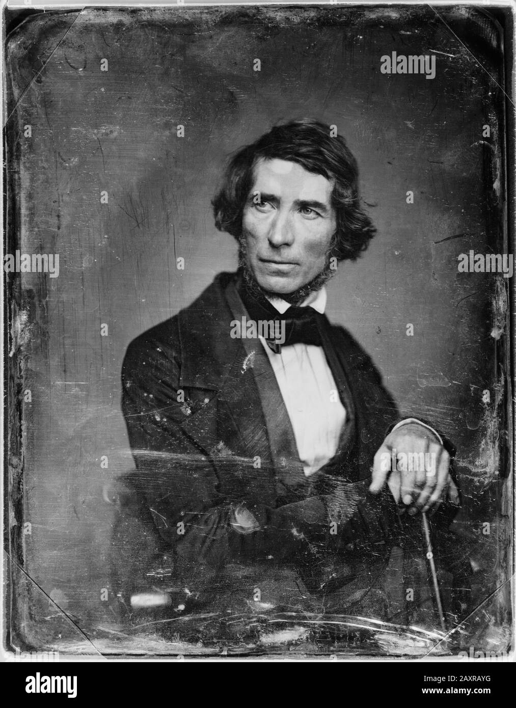 1850 ca , USA : The american painter  Asher Brown DURAND ( 1796 - 1886 ) . Photo by Mathew B. Brady ( 1823 - 1896 ) .- ARTS - ARTI VISIVE - ARTE - Francia - PORTRAIT - RITRATTO - HISTORY - FOTO STORICHE - collar - colletto - tie bow - fiocco - cravatta - beard - barba  --- Archivio GBB Stock Photo