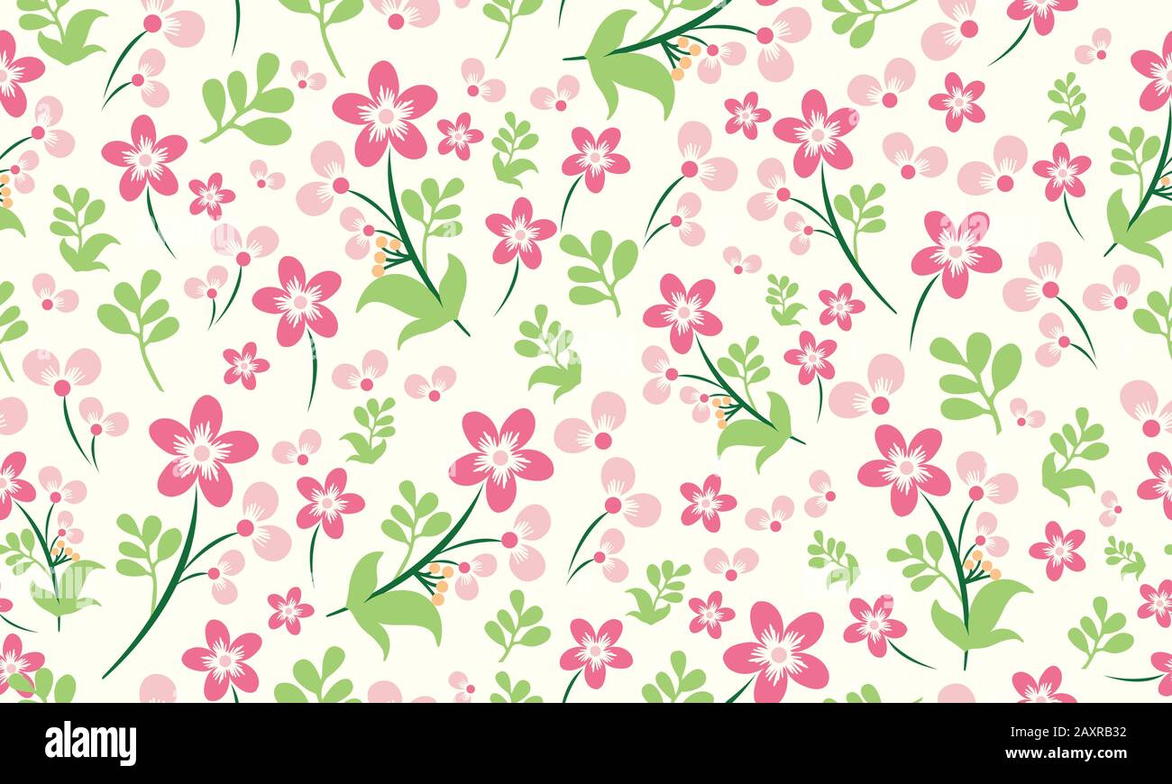 Spring floral pattern background, with unique leaf and floral design ...
