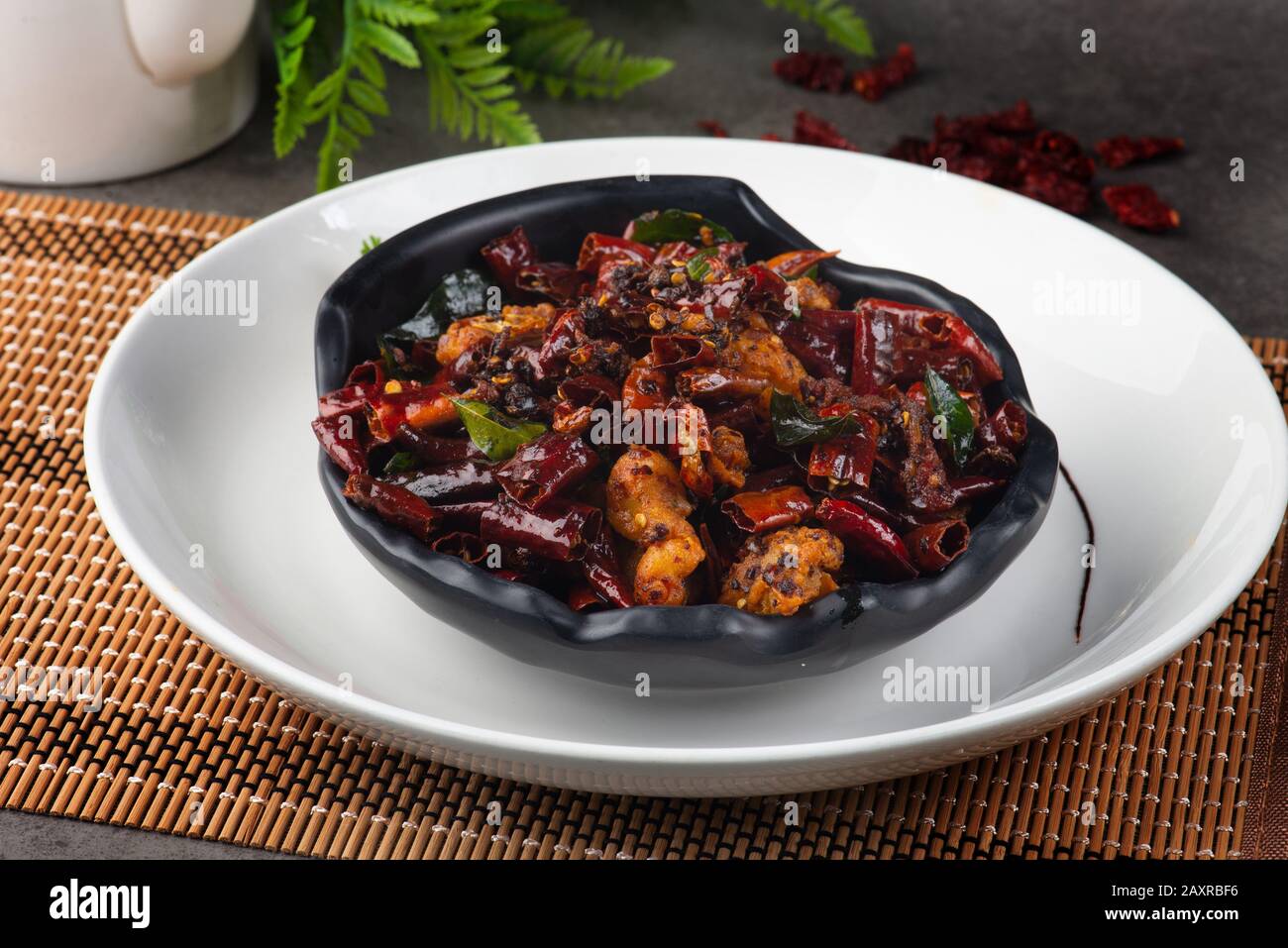 kung pao fried dried shrimp, chinese food Stock Photo