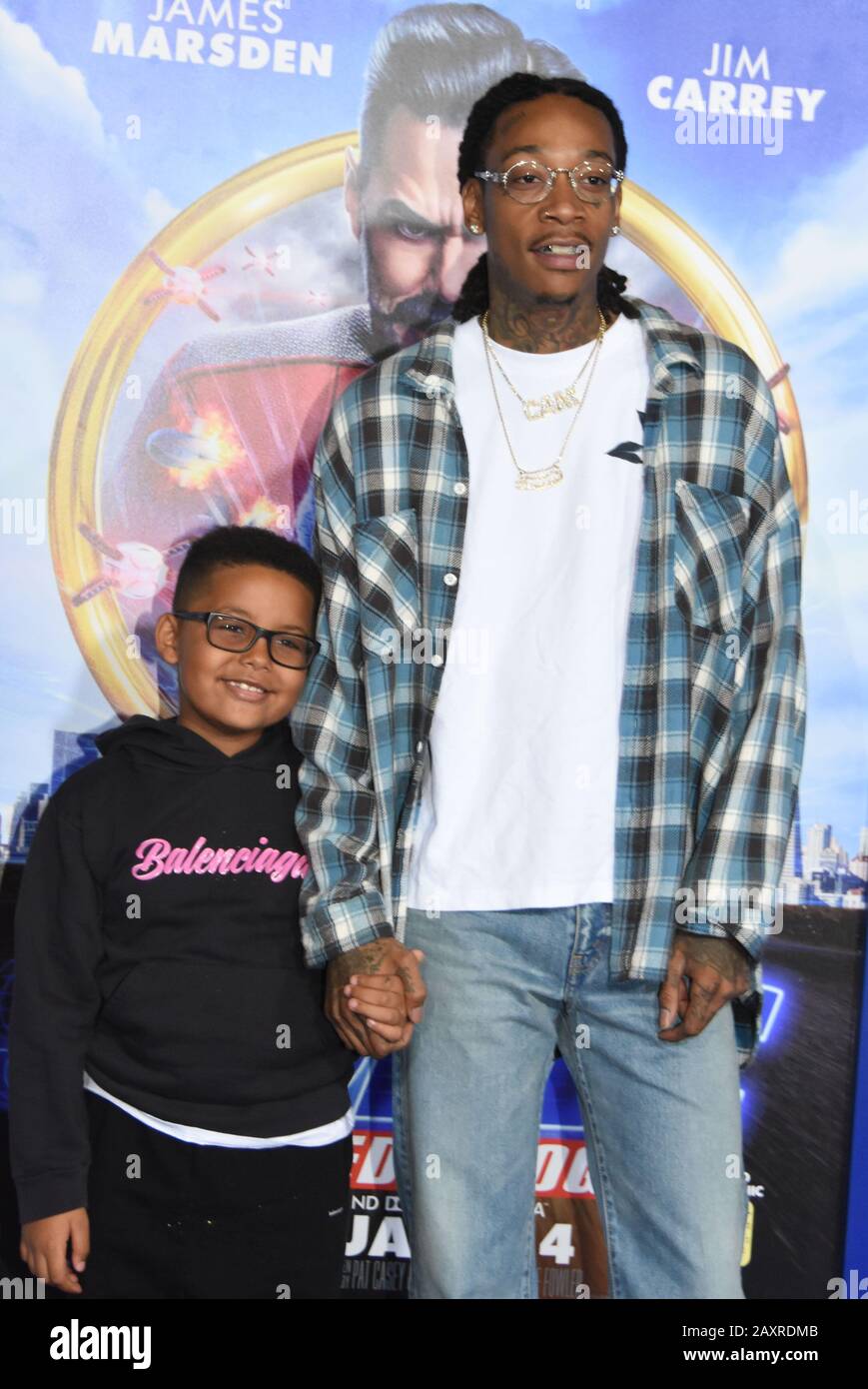 Westwood California Usa 12th February 2020 Rapper Wiz Khalifa And His Son Sebastian Taylor Thomaz Attend Paramount Pictures Sonic The Hedgehog Special Screening On February 12 2020 At Regency Village Theatre In