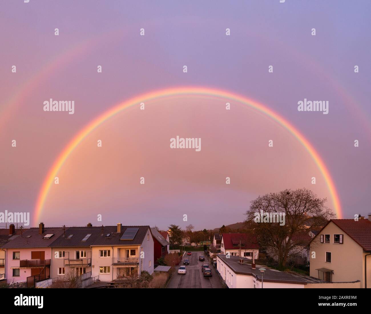 Rainbow, an atmospheric-optical phenomenon. Stock Photo