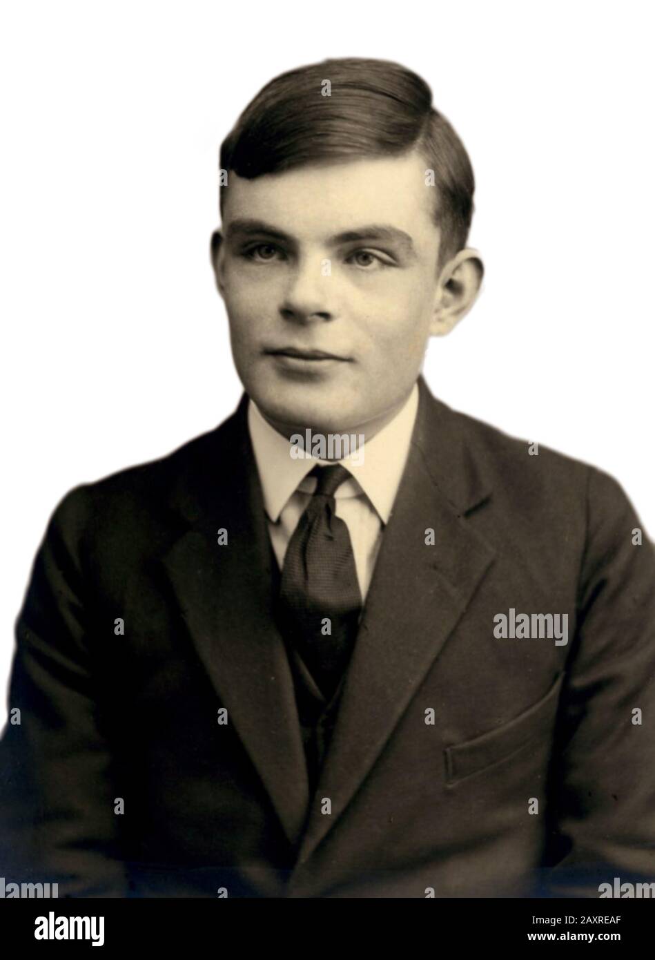 1930 ca., GREAT BRITAIN : The british mathematician ALAN Mathison TURING ( 1912 - 1954 ) when was a young boy, inventor of decoder machine for ENIGMA CODE during the World War II when Nazi U-Boat blocked the Britain . - COMPUTER - WAR HERO - EROE DI GUERRA - MATEMATICO - MATEMATICA - INTELLIGENZA ARTIFICIALE - LGBT VICTIM - GAY - HOMOSEXUAL - HOMOSEXUALITY - omosessuale - omosessualità - portrait - ritratto - tie - cravatta - collar - colletto - celebrità da giovane giovani ragazzo - celebrity celebrities when was young ---  Archivio GBB Stock Photo
