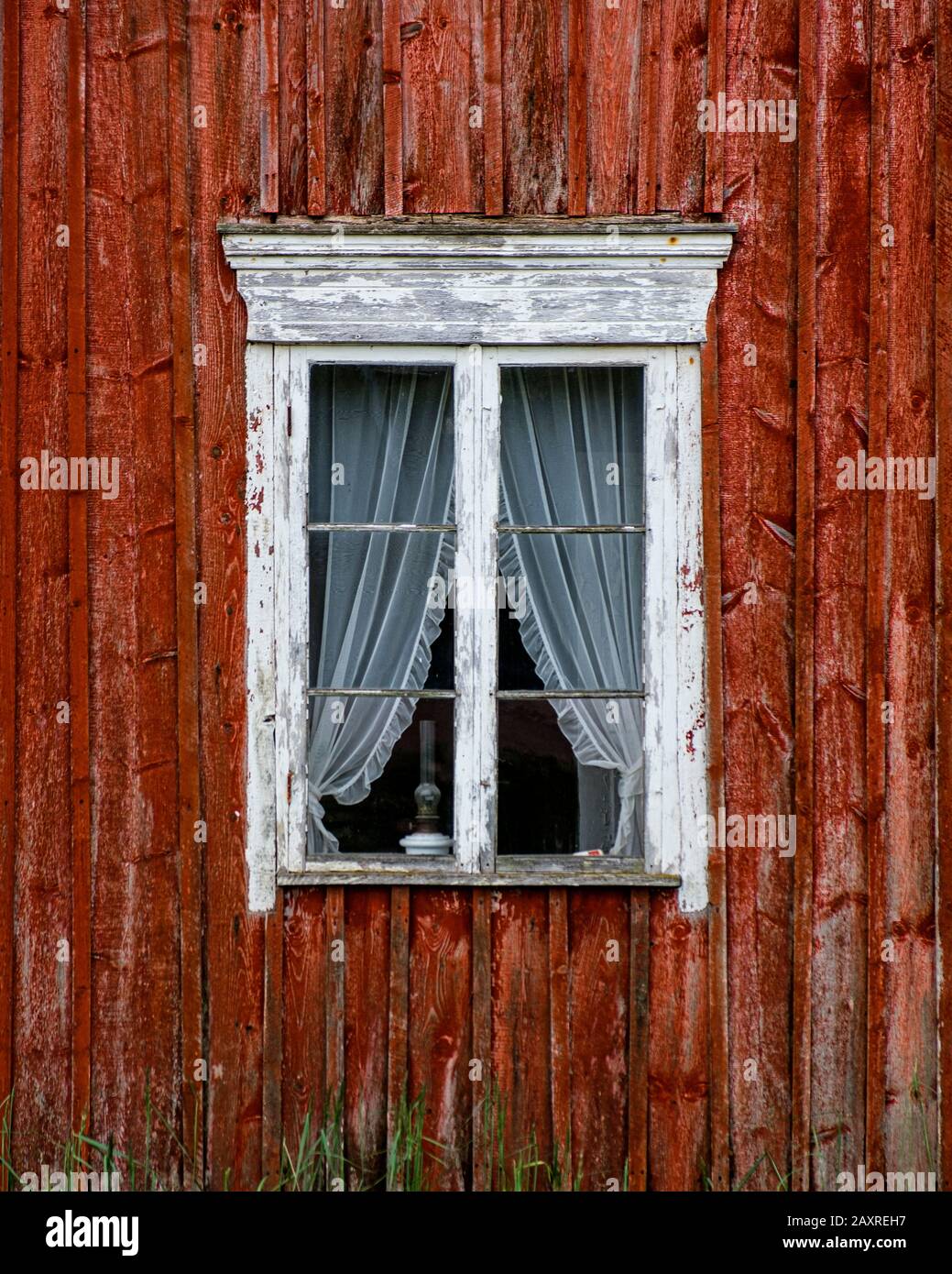 Old weathered wooden house in Finland Stock Photo