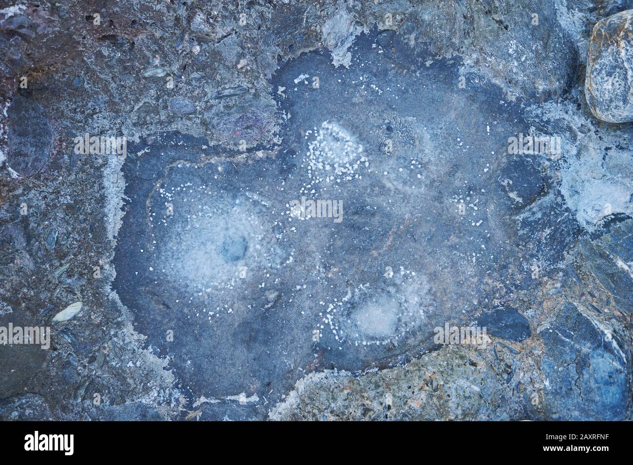 Stone formation on the beach at Stomio, Larissa coast, Agios Nikolaos Municipality, Crete, Greece Stock Photo