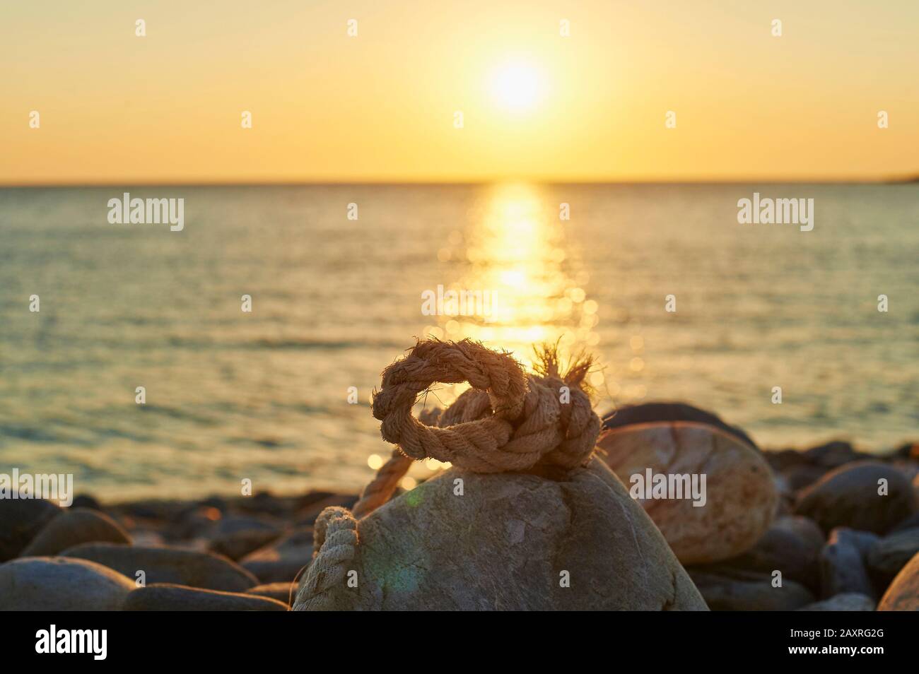 Landscape of the beach at Stomio, Knoten, Larissa coast, Agios Nikolaos Municipality, Crete, Greece Stock Photo