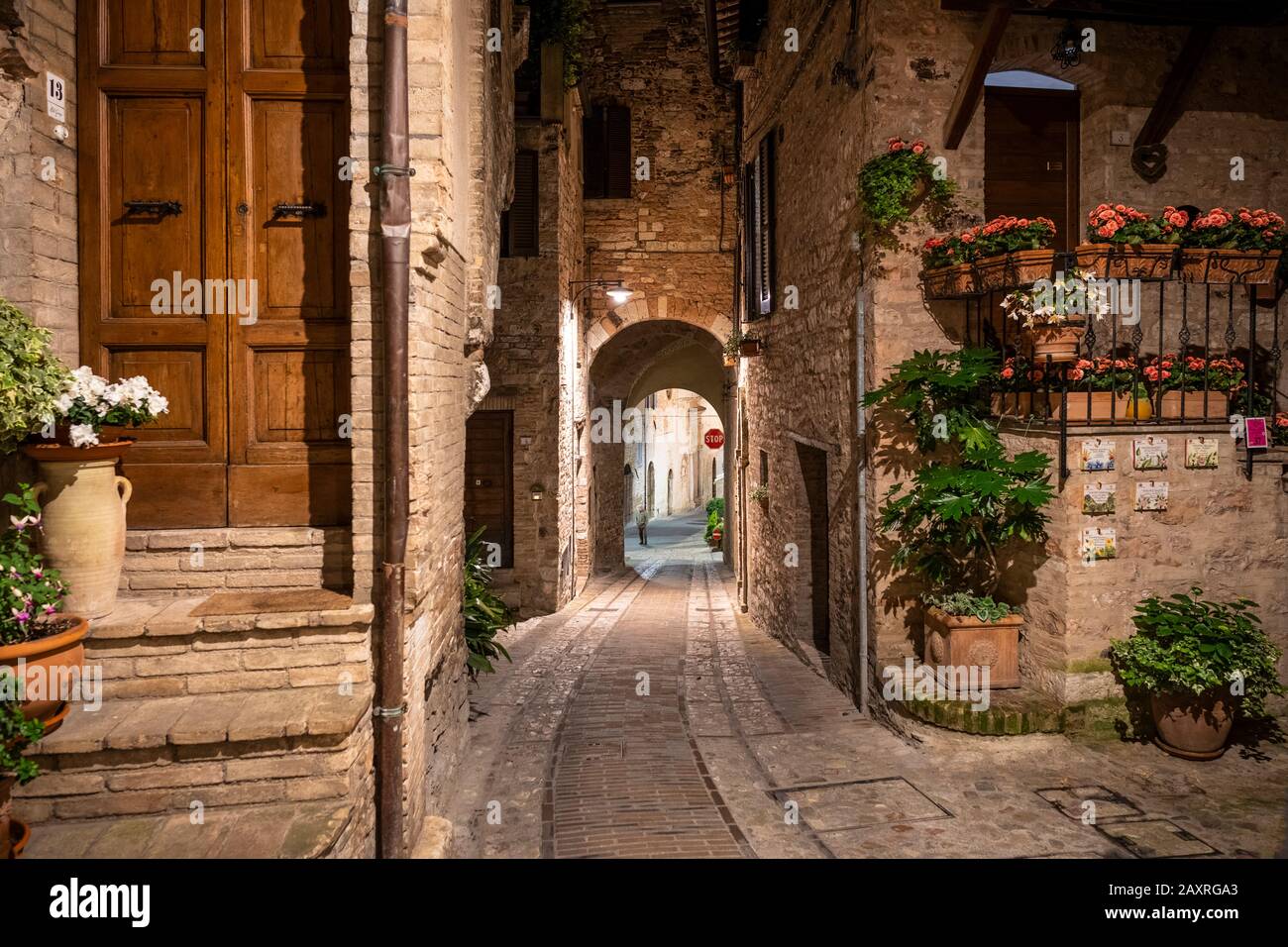 Alley, Spello, Perugia province, Umbria, Italy Stock Photo