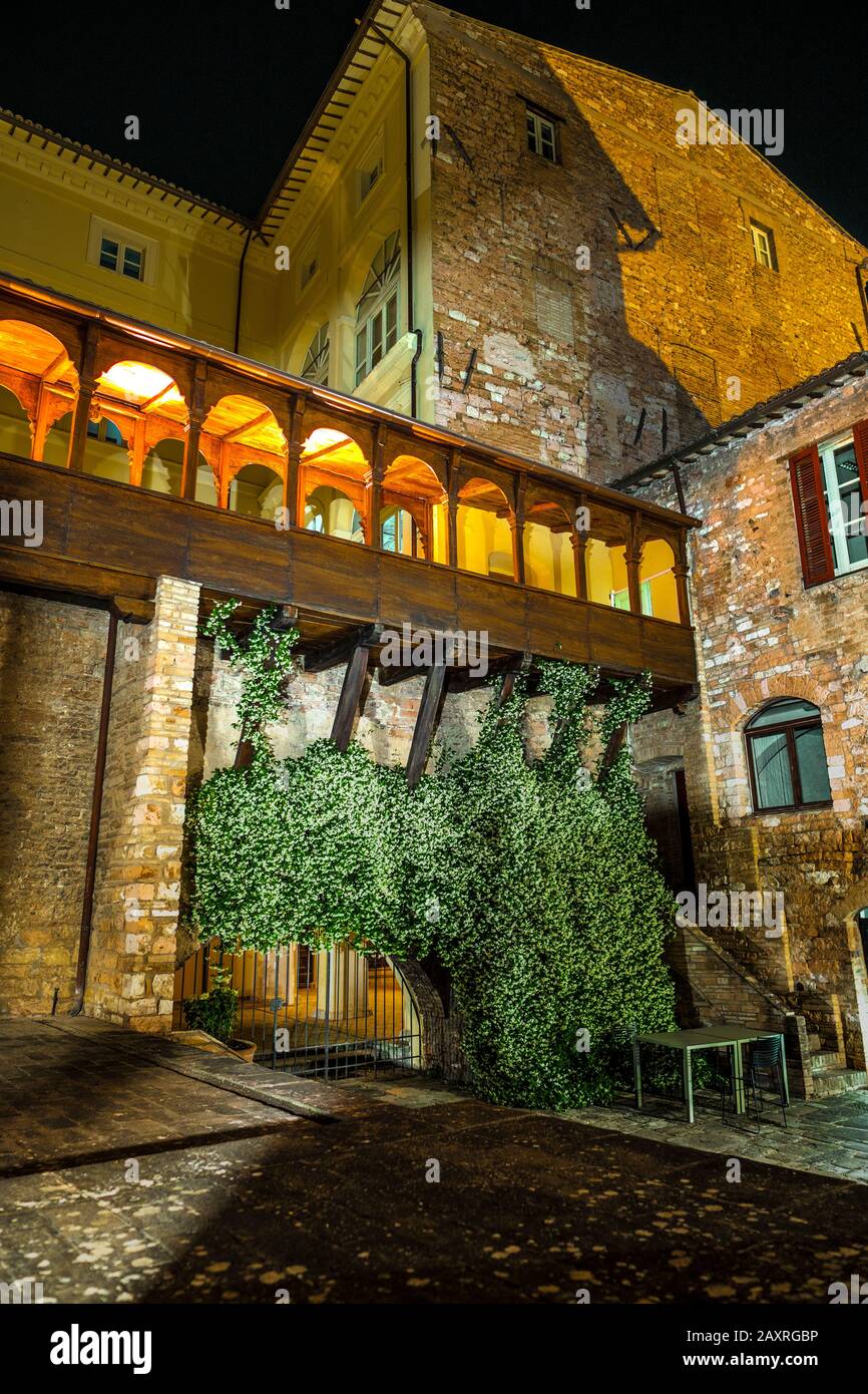 Night in Spello, province of Perugia, Umbria, Italy Stock Photo