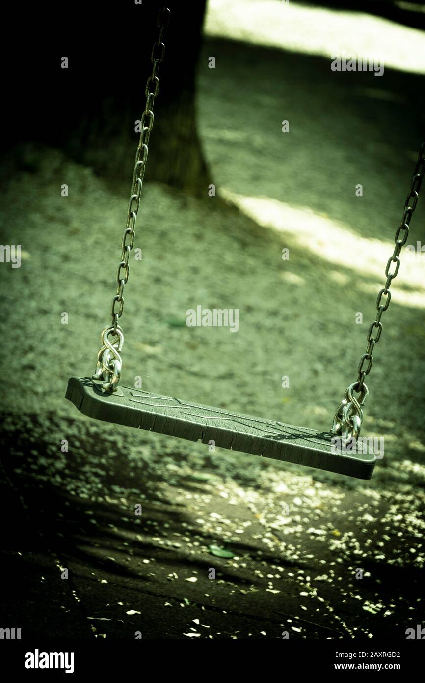 Abandoned swing, Spello, Perugia province, Umbria, Italy Stock Photo