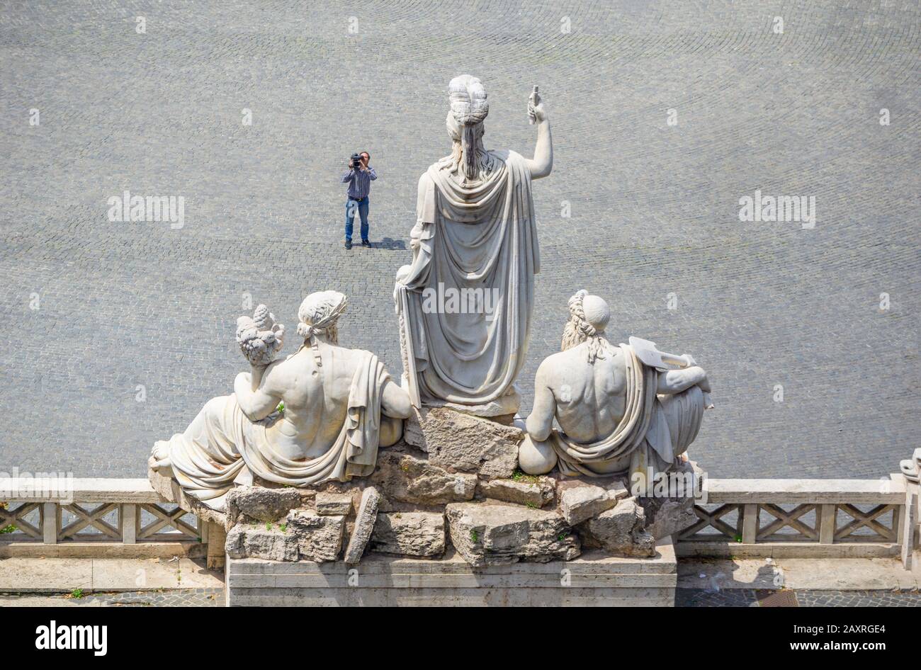 Sculptures on the Piazza del Populo in Rome, Lazio, Italy Stock Photo