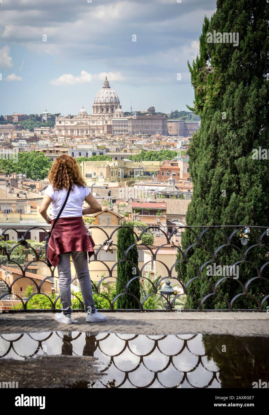 Tourist looks at Rome, Lazio, Italy, Stock Photo