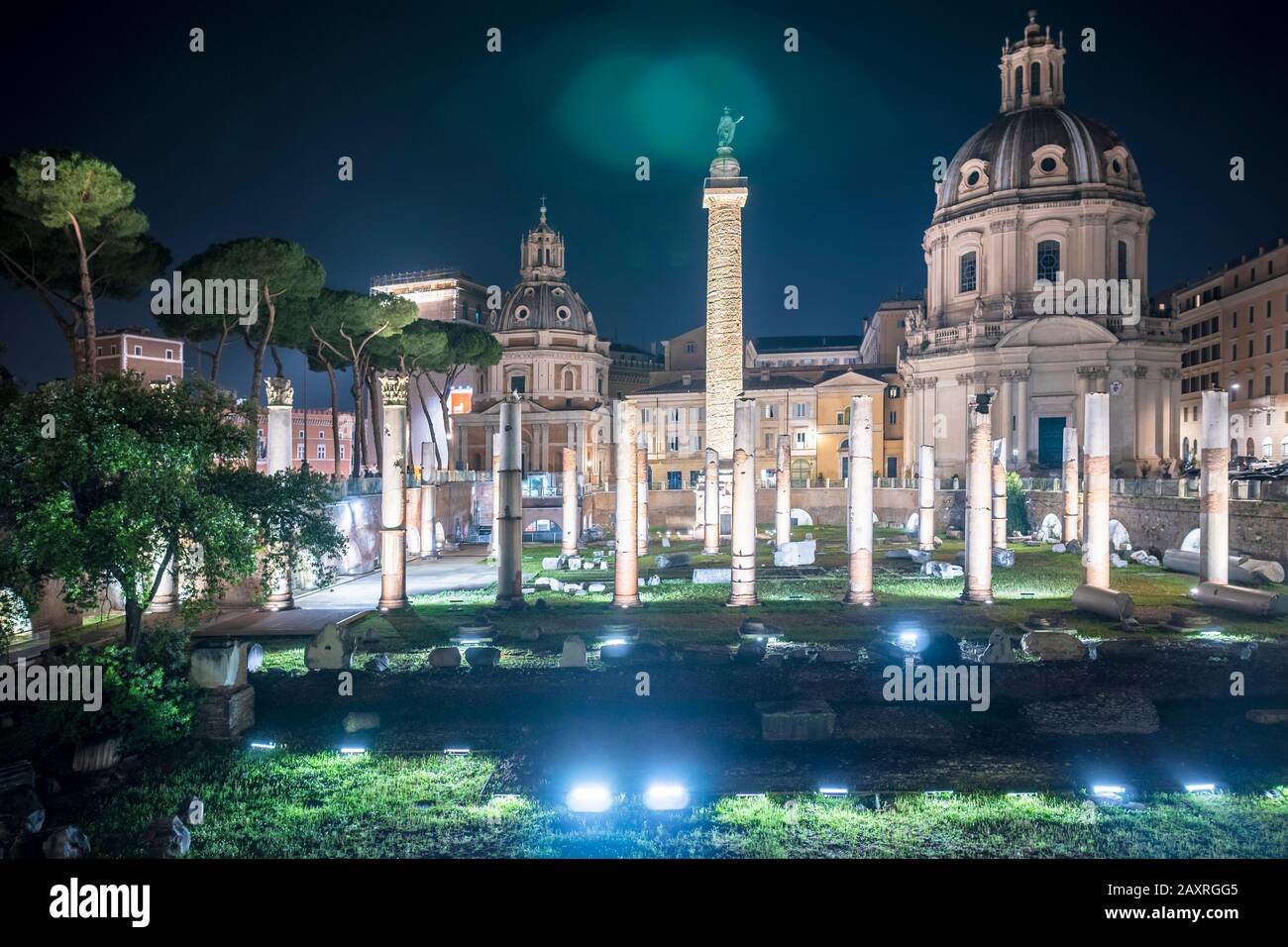 Roman Forum at night, Rome, Lazio, Italy Stock Photo