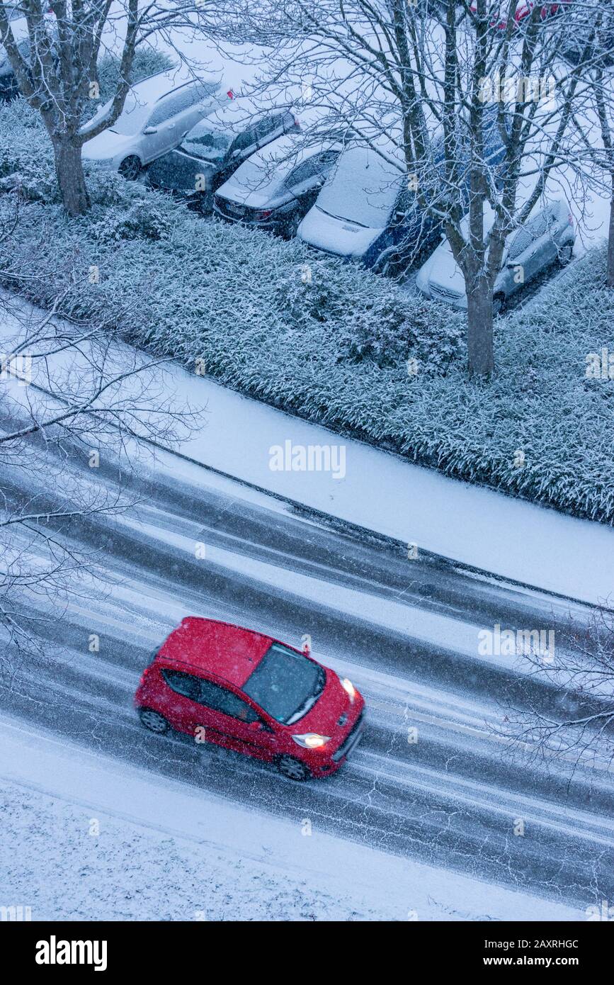 Germany, Baden-Württemberg, Karlsruhe, winter road. Stock Photo