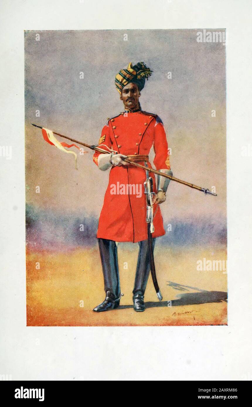 Armies of India. By major A.C. Lovett. London. 1911 Governor-general's bodyguard / Daffadar / Sayyid of Shahpur (Musalman) Stock Photo