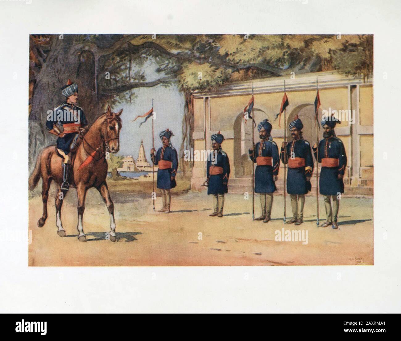 Armies of India. By major A.C. Lovett. London. 1911 10th Duke of Cambridge's Own Lancers (Hodson's Horse). 'The Quarter Guard'. From left to right: Br Stock Photo