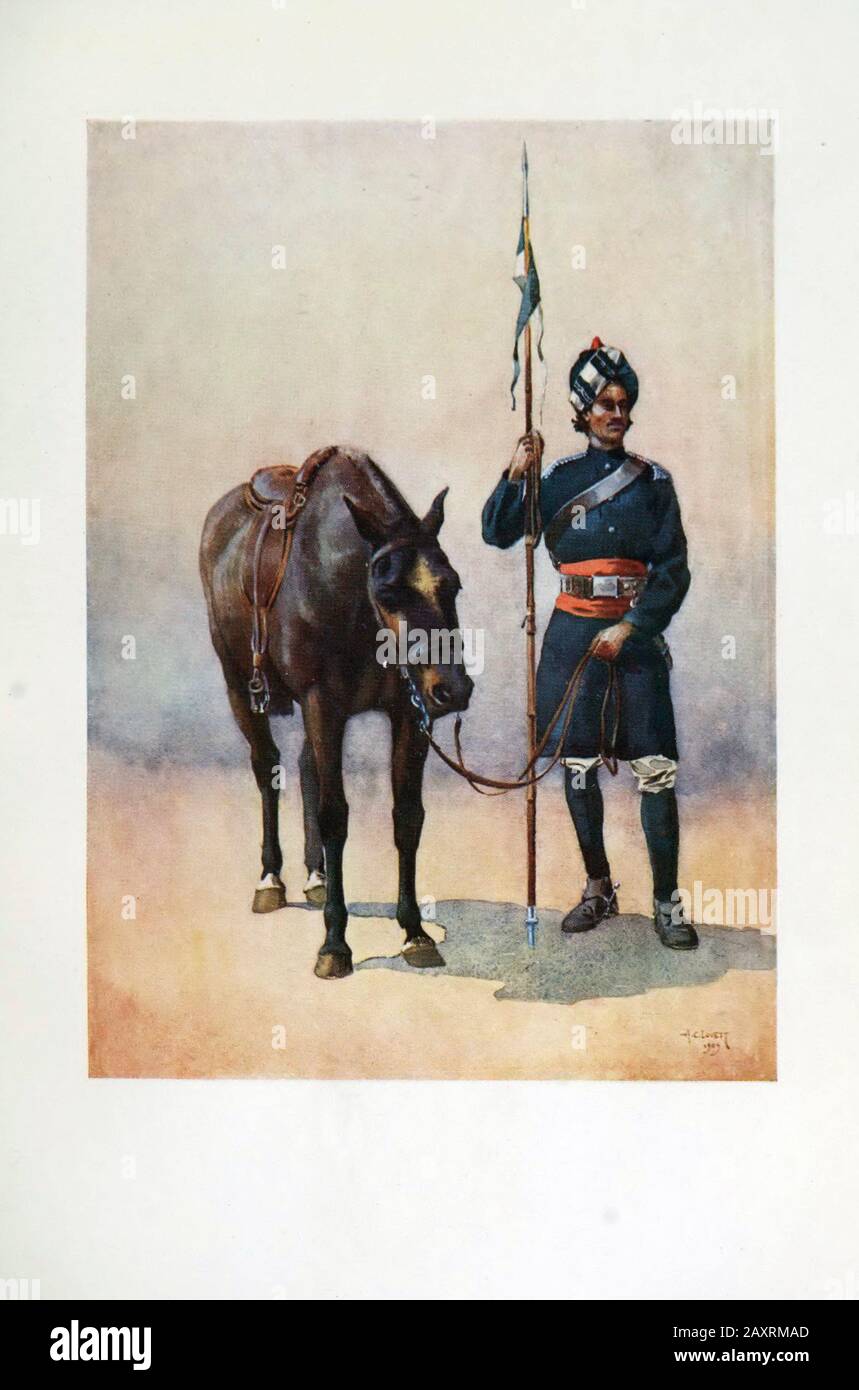 Armies of India. By major A.C. Lovett. London. 1911 19th Lancers (Fane's Horse) Punjabi Musalman Stock Photo