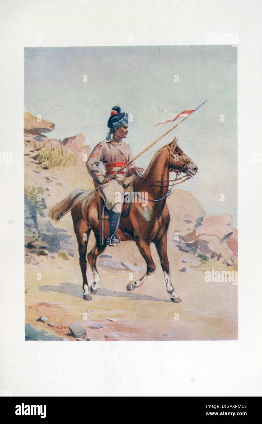 Armies of India. By major A.C. Lovett. London. 1911 38th King George's Own Central India Horse Lance Daffadar / Gakkar (Punjabi Musalman) Stock Photo