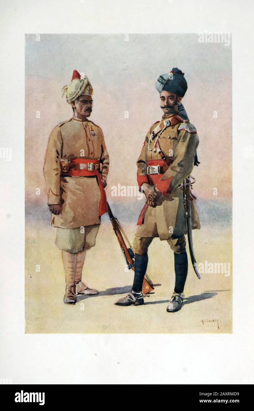 Armies of India. By major A.C. Lovett. London. 1911 Queen's Own corps of Guides (Lumsden's) Infantry / Tanaoli (Pathan) Cavalry / Daffadar / Adam Khel Stock Photo