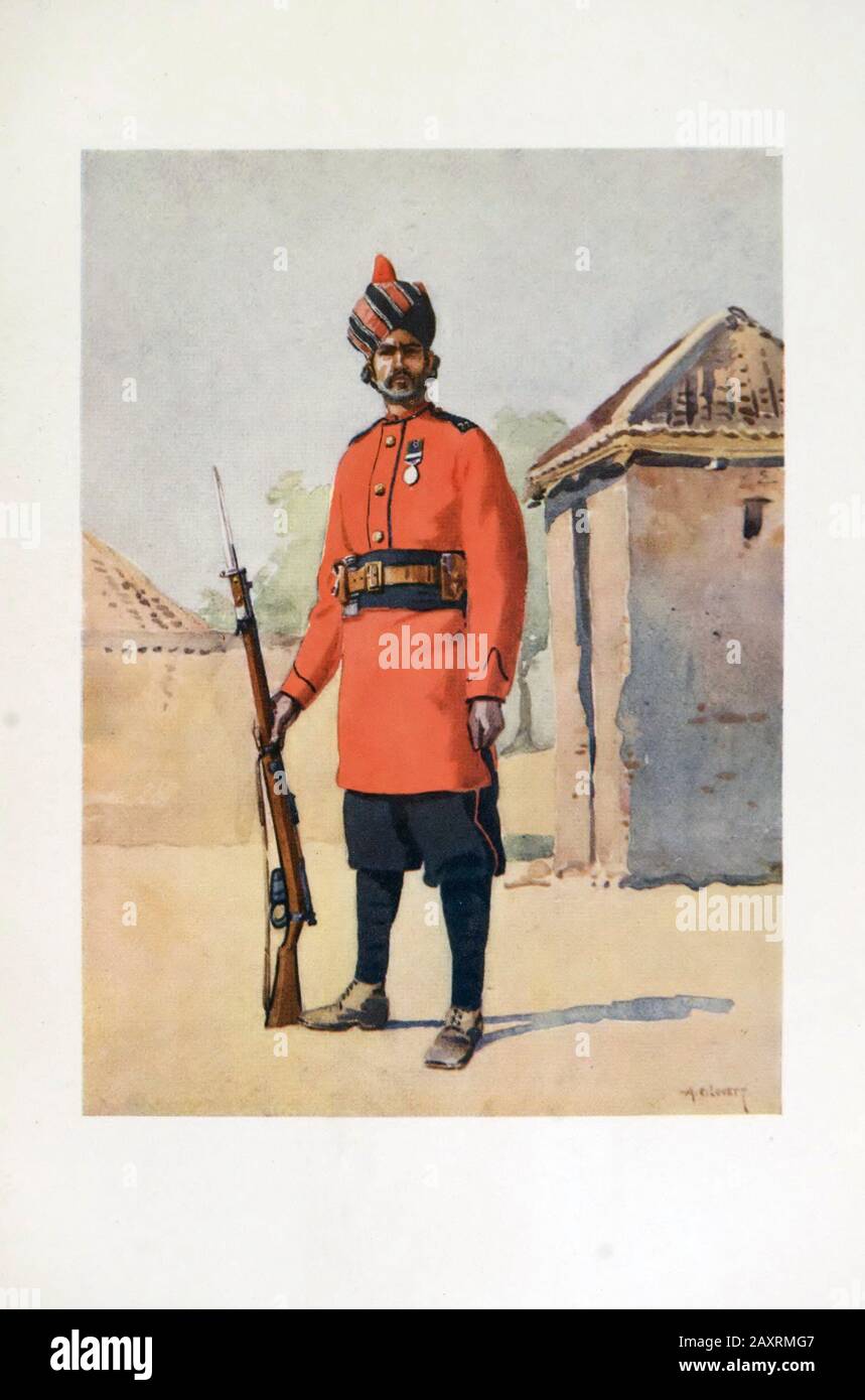 Armies of India. By major A.C. Lovett. London. 1911. 22nd Punjabis Awan of Shahpur Stock Photo