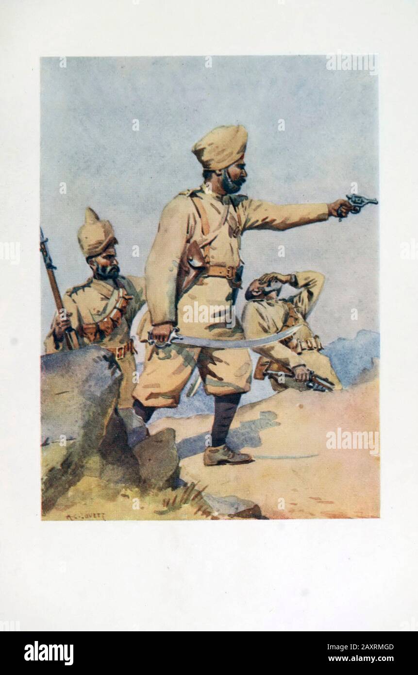 Armies of India. By major A.C. Lovett. London. 1911. 24th Punjabis Malikdin Khel (Afridi) Subadar (Jat Sikh) Stock Photo