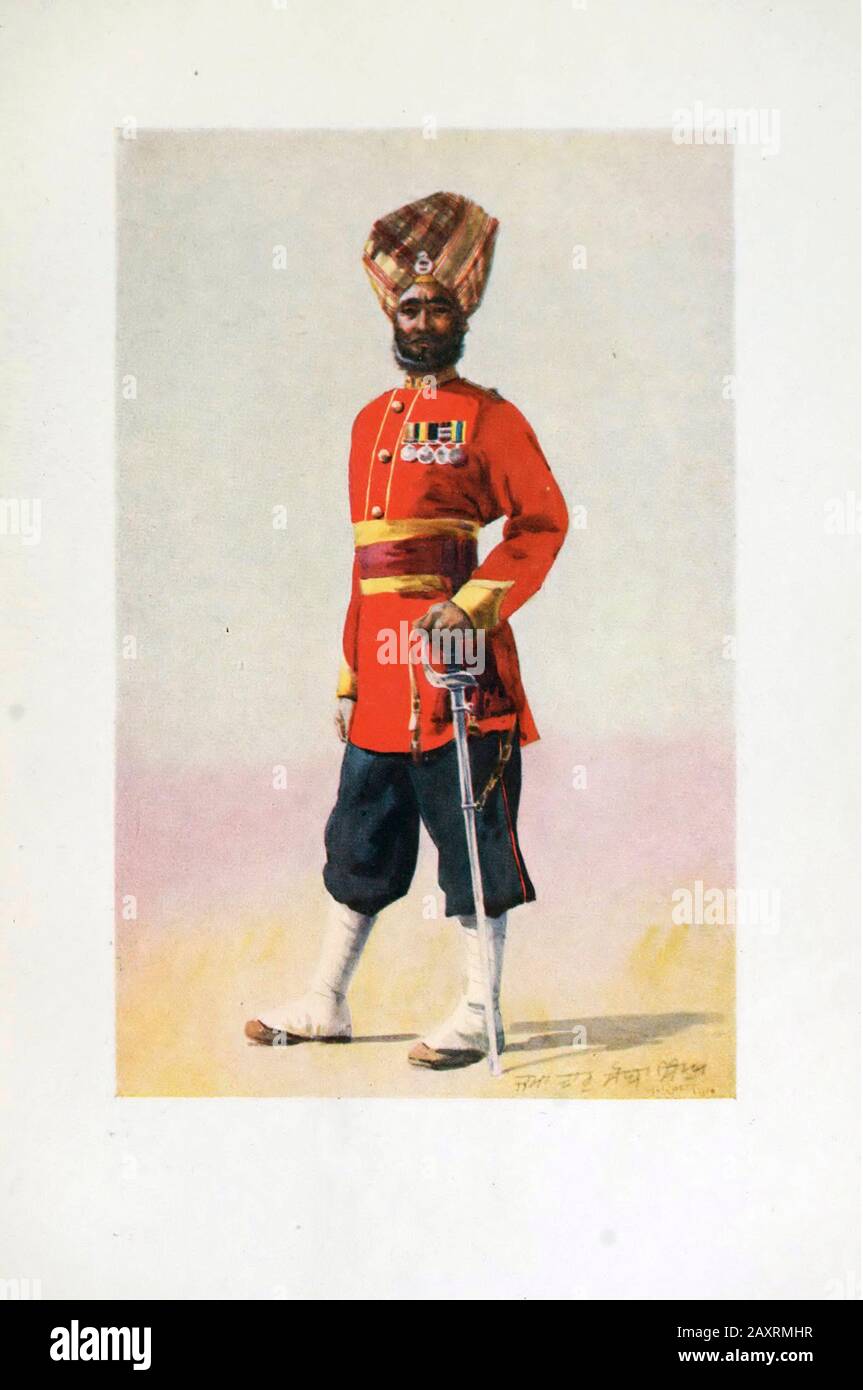 Armies of India. By major A.C. Lovett. London. 1911. 35th Sikhs Subadar Stock Photo