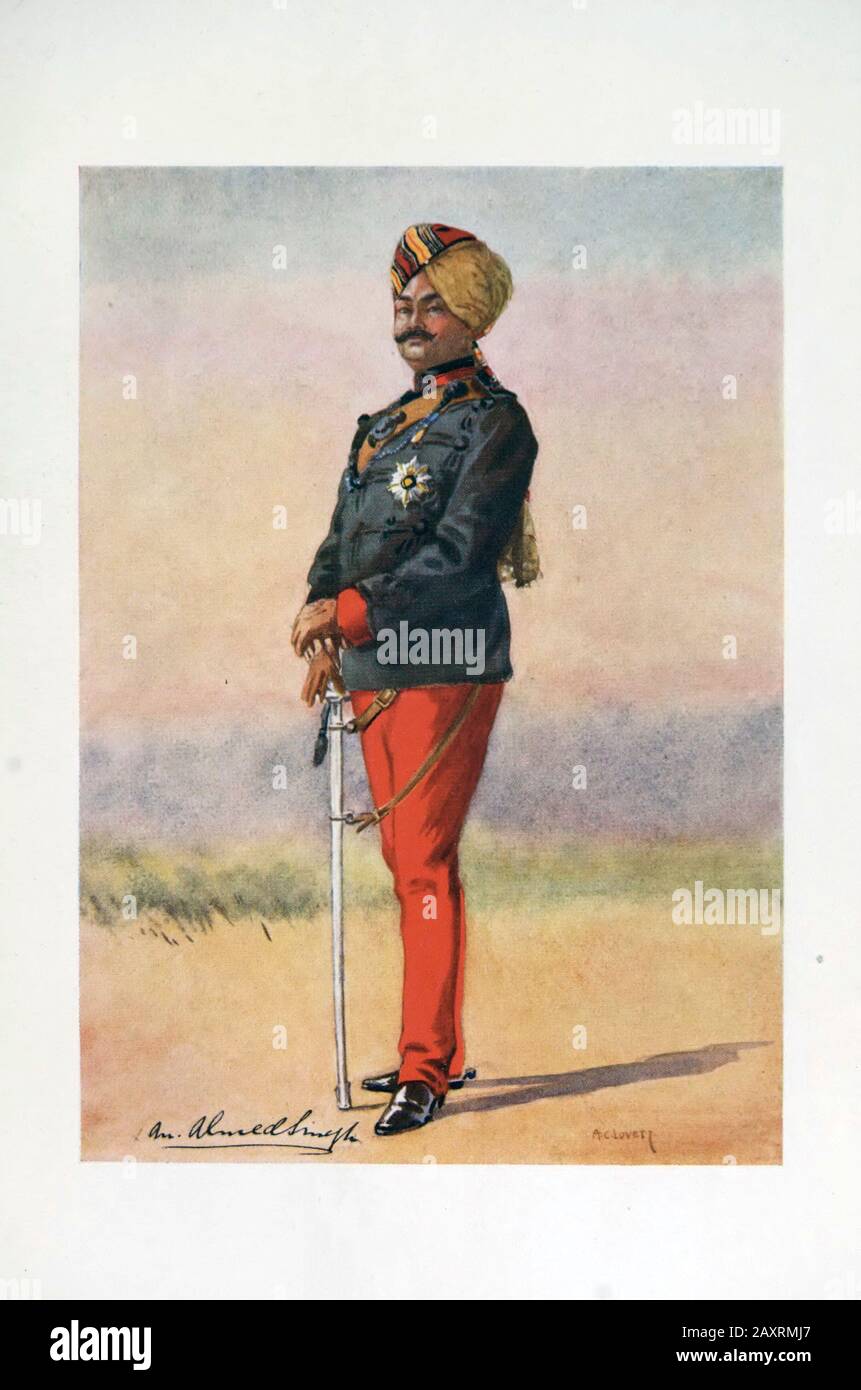 Armies of India. By major A.C. Lovett. London. 1911. 42nd Deoli Regiment Honorary Major H.H. Sir Umed Singh Bahadur, G.C.I.E.. K.C.S.I. Maharao of Kot Stock Photo