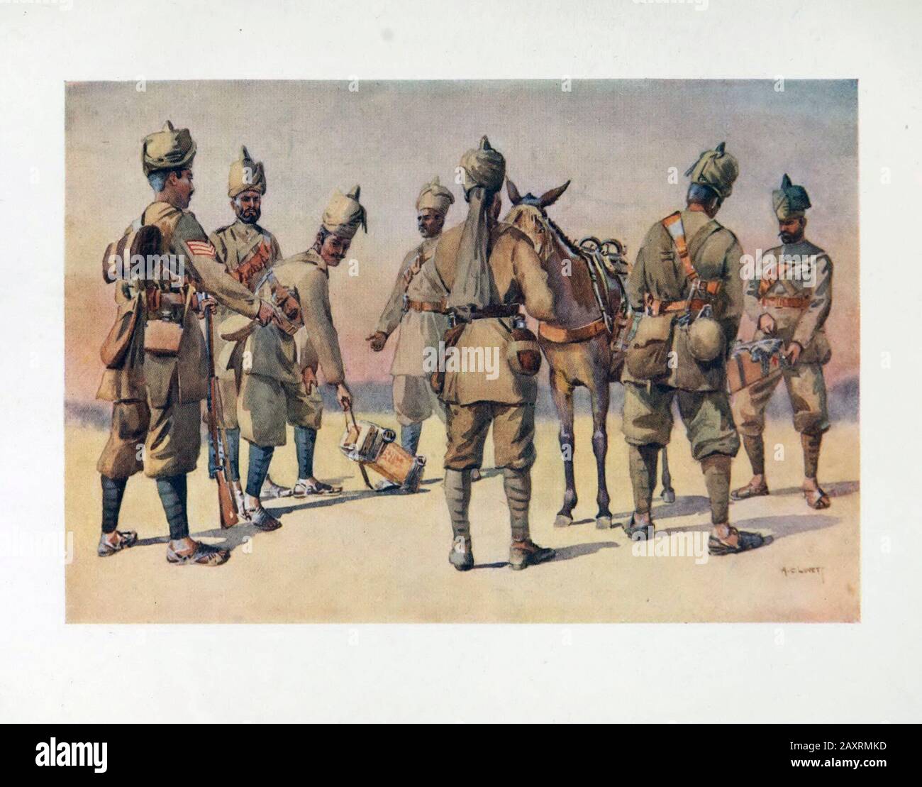 Armies of India. By major A.C. Lovett. London. 1911 46th and 33rd Punjabis Havildar. Afridis (Zakka Khel, Kuki Khel). Afridis (Malikdin Khel, Kambar K Stock Photo