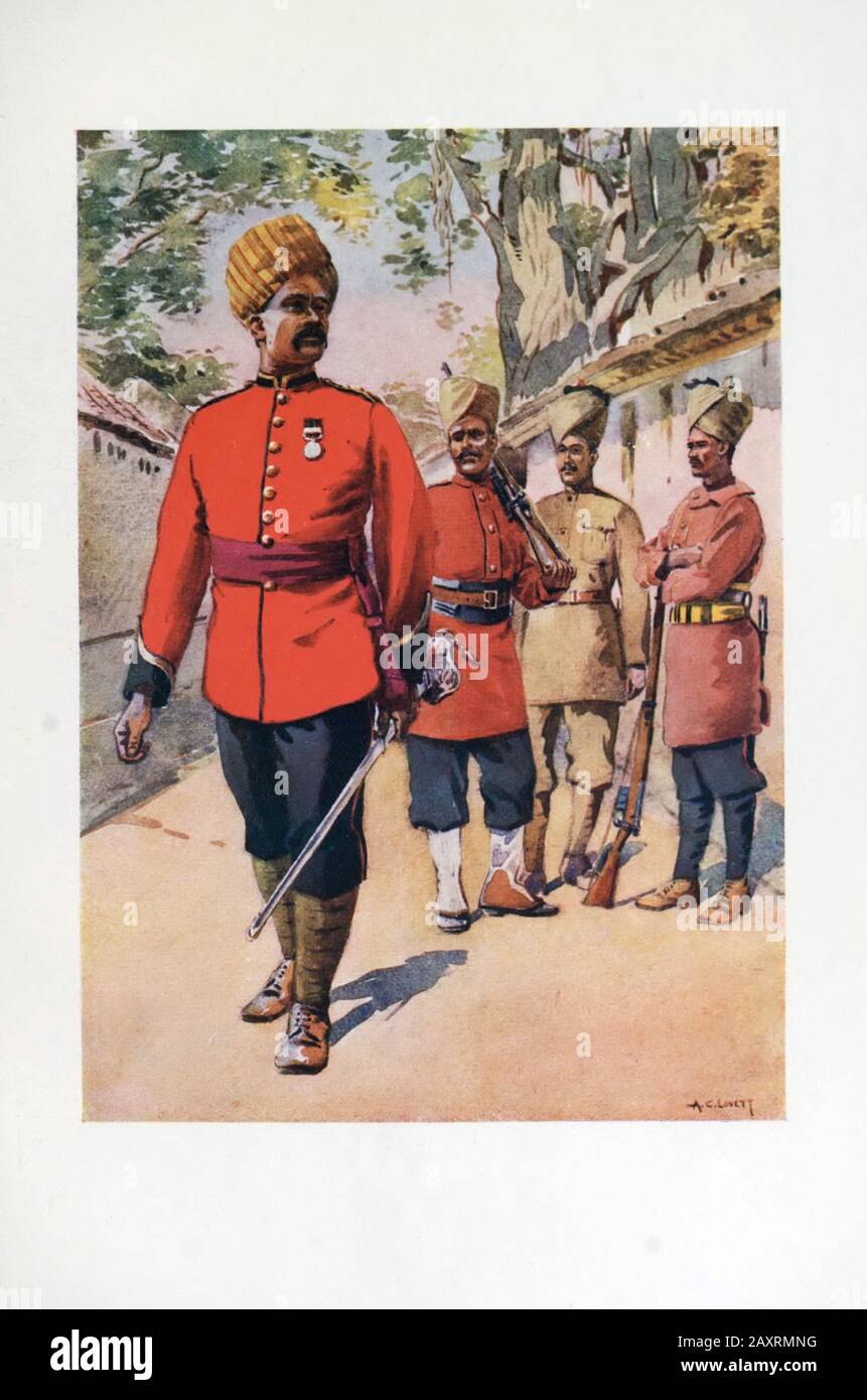 Armies of India. By major A.C. Lovett. London. 1911. Mahratta Infantry 103rd Mahratta Light Infantry. 110th Mahratta Light Infantry. 116th and 114th M Stock Photo