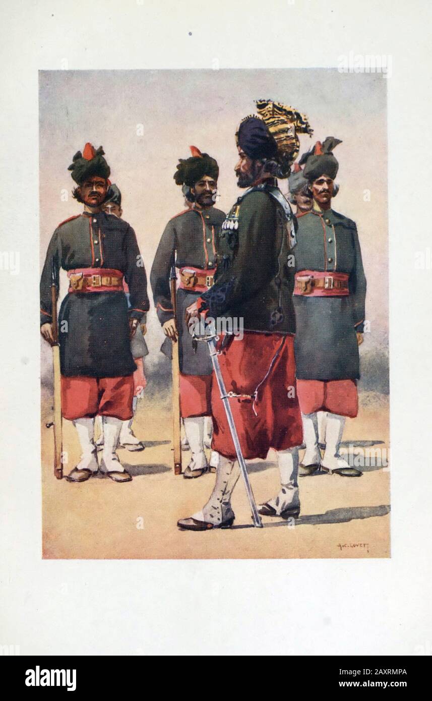 Armies of India. By major A.C. Lovett. London. 1911. 127th Queen Mary's Own Baluch Light Infantry Stock Photo