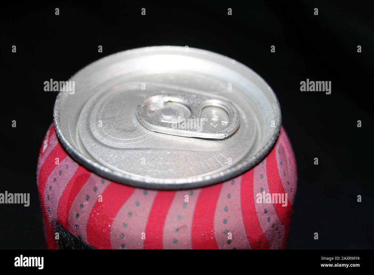 Condensation on top of a pop top can Stock Photo