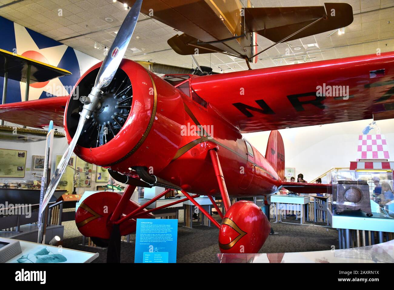 red lockheed 5b plane amelia earhart  used,air and space museum,washington d c Stock Photo