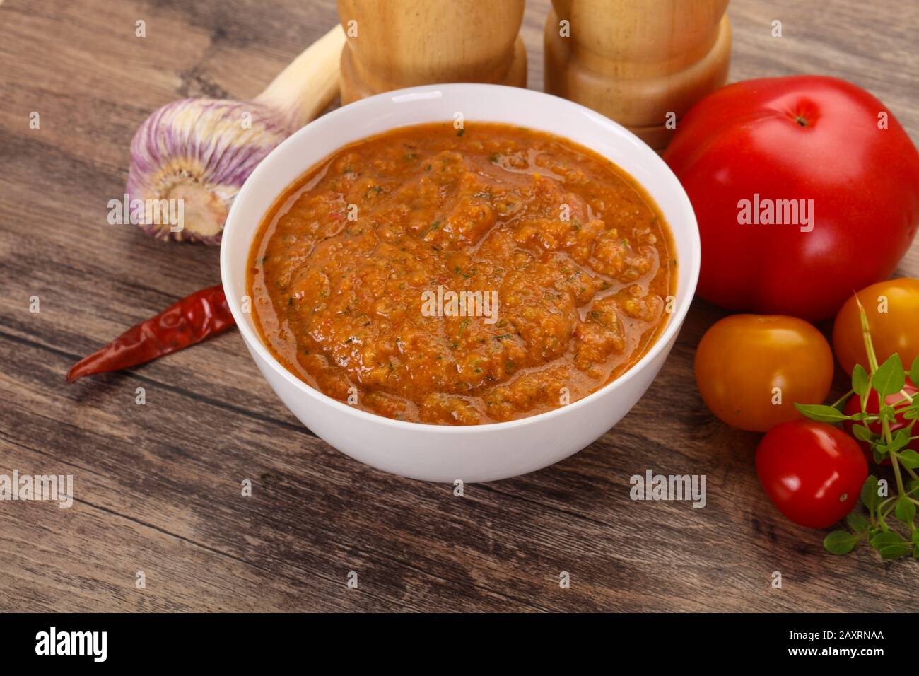 Famous Spanish gazpacho tomato cold soup Stock Photo - Alamy