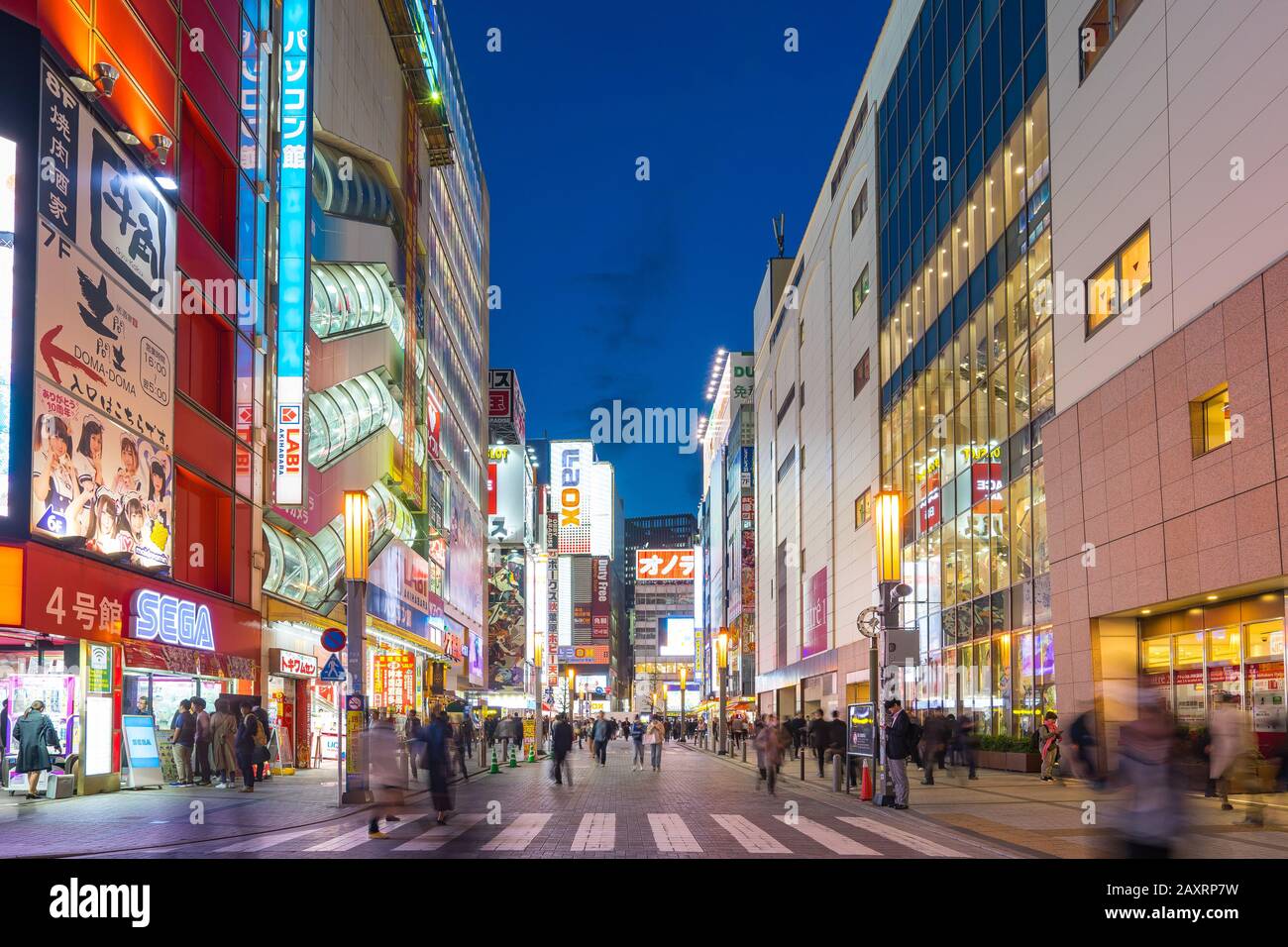 Tokyo, Japan – April 16, 2018: Night in Akihabara the Electric Town in Tokyo, Japan. Stock Photo