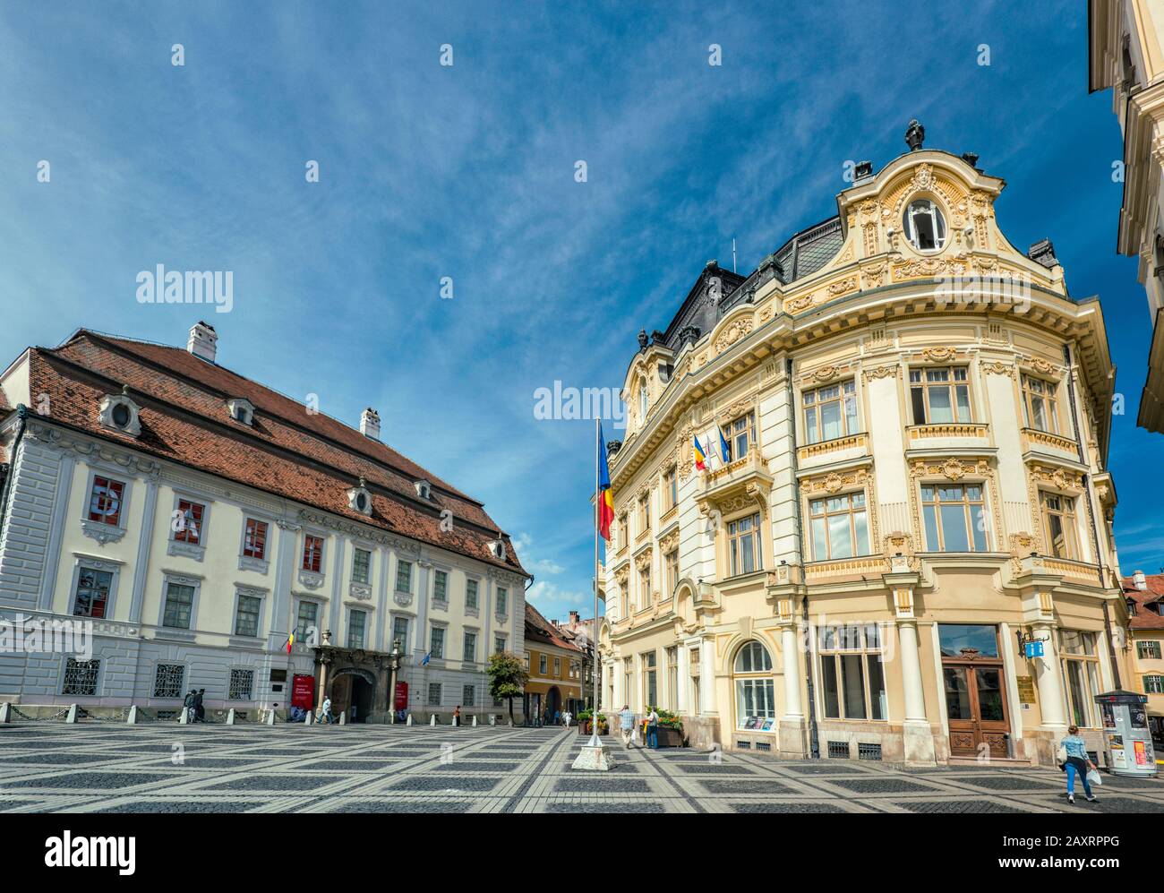 Brukenthal National Museum, Banca Agricola at Piata Mare (Grand Square) in  Sibiu, Transylvania, Romania Stock Photo - Alamy