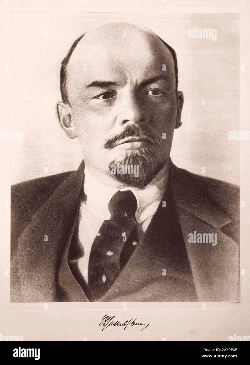 Vladimir Ilyich Ulyanov (1870 – 1924), better known by his alias Lenin, was a Russian revolutionary, politician, and political theorist. He served as Stock Photo