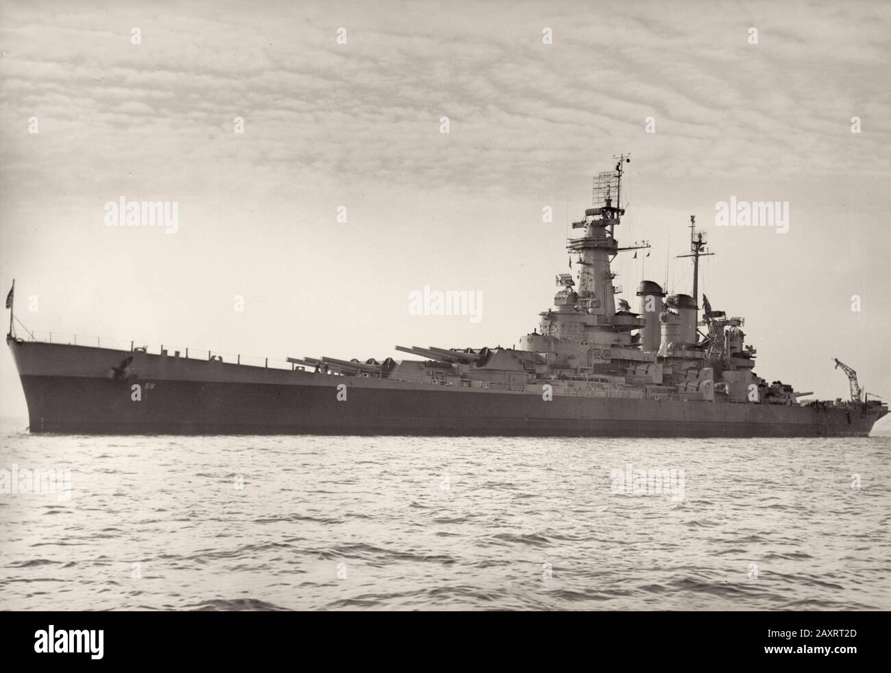 Beast in peace. USS Washington (BB-56) off Annapolis on 4 10 1946 Stock Photo