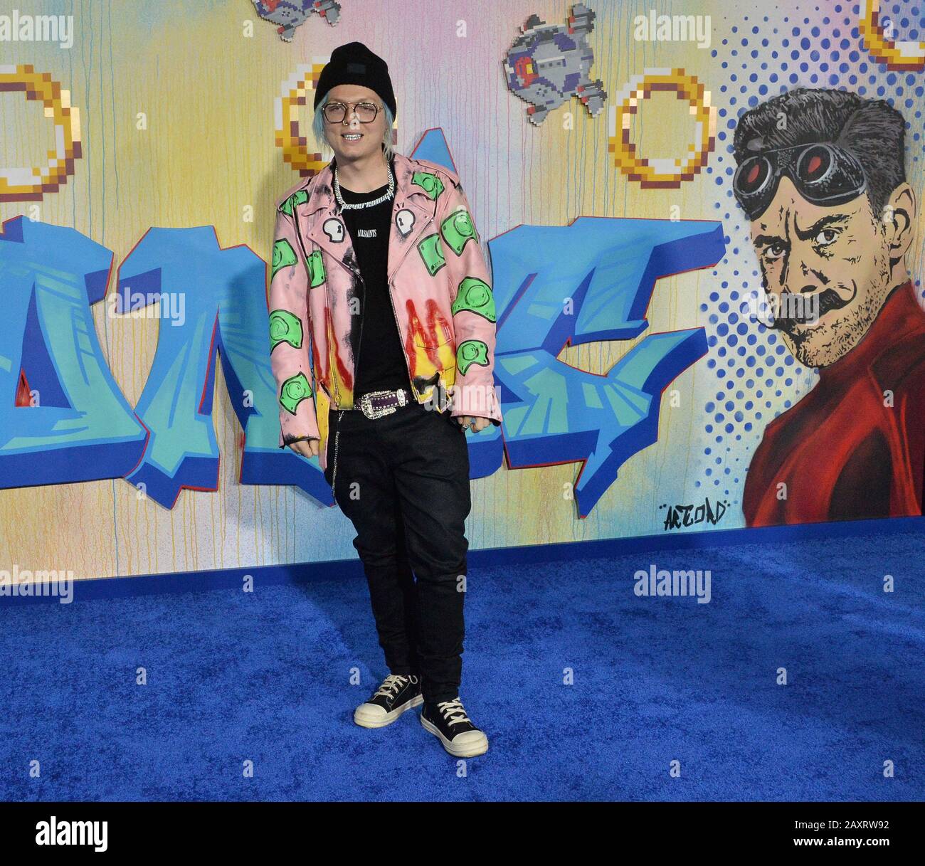 Los Angeles, California, USA. 12th Feb, 2020. US rapper Sueco the Chil) attends a special screening of the sci-fi family comedy adventure film 'Sonic the Hedgehog' at the Regency Village Theatre in the Westwood section of Los Angeles on Wednesday, February 12, 2020. Storyline: Based on the global blockbuster videogame franchise from Sega, 'Sonic' tells the story of the world's speediest hedgehog as he embraces his new home on Earth. Credit: UPI/Alamy Live News Stock Photo